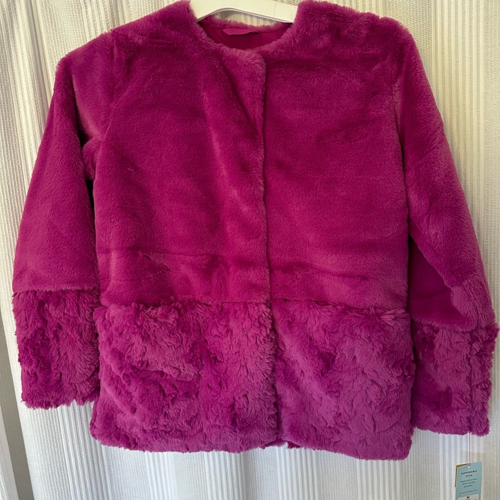 Girls Pink Berry Warm Coat New Size M (8)